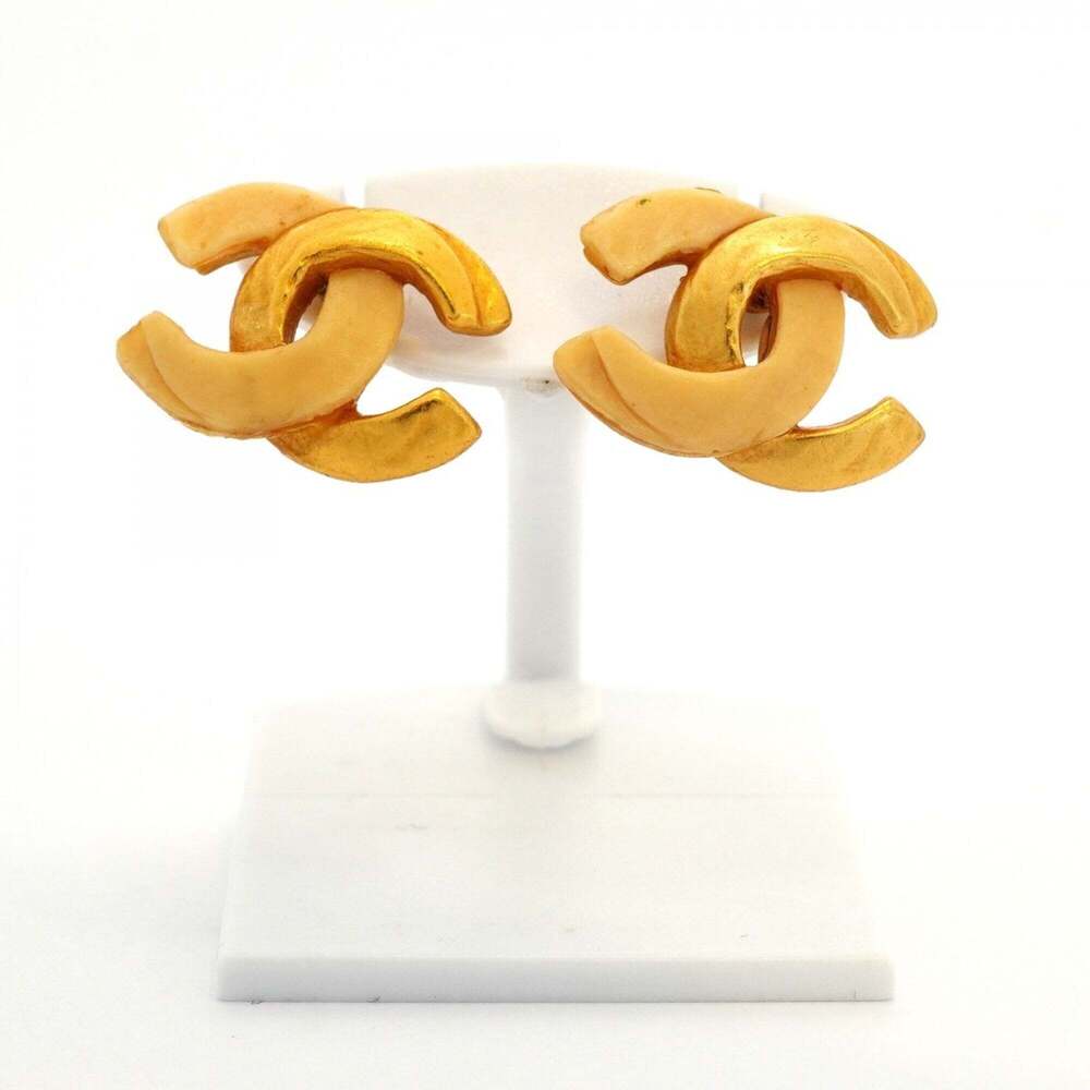 CHANEL White Logo Earrings - Picture 2 of 5
